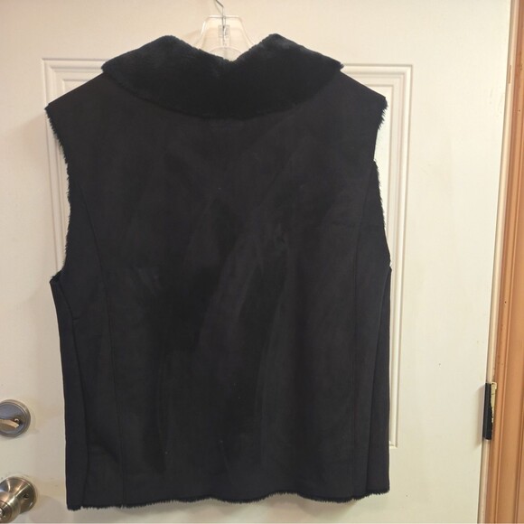 Ralph Lauren Black Faux Suede Vest Sz 3x Faux Fur - Picture 5 of 6